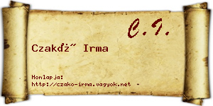Czakó Irma névjegykártya